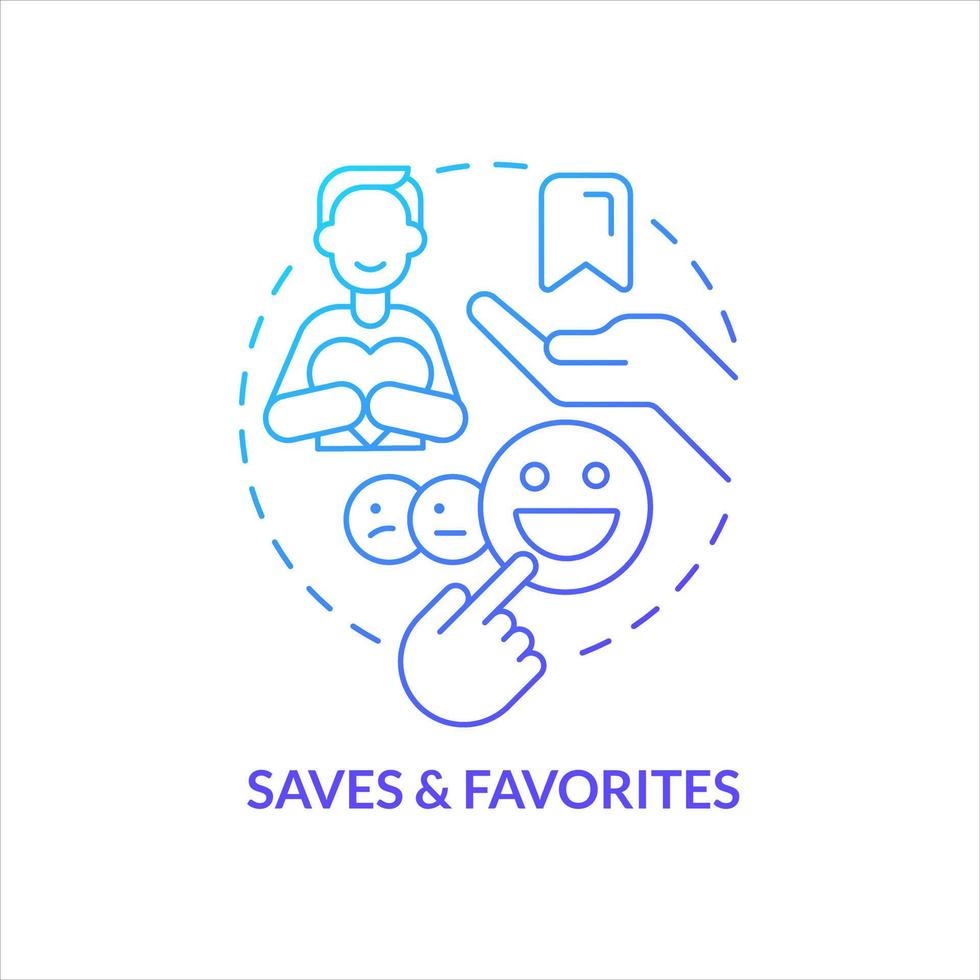 Saves and favorites blue gradient concept icon. Collecting liked content. Positive reaction. User satisfaction abstract idea thin line illustration. Isolated outline drawing vector