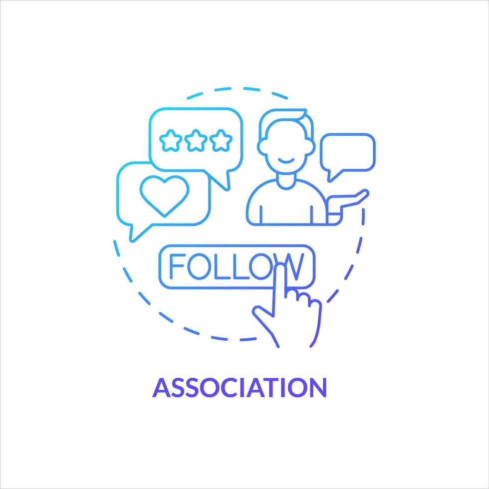 Association blue gradient concept icon. Social media following. Online network. Join to community abstract idea thin line illustration. Isolated outline drawing vector