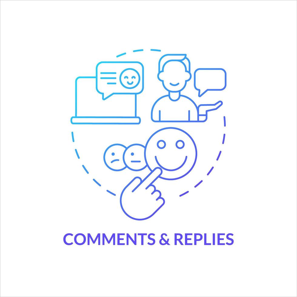 Comments and replies blue gradient concept icon. Social media activity. Users interaction. Online discussion abstract idea thin line illustration. Isolated outline drawing vector