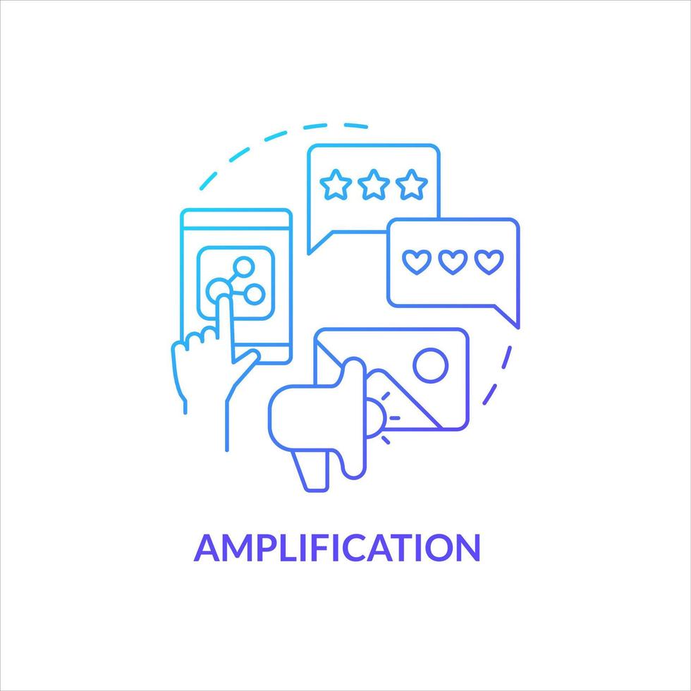 Amplification blue gradient concept icon. Target audience activity. Share content. Social media interaction abstract idea thin line illustration. Isolated outline drawing vector