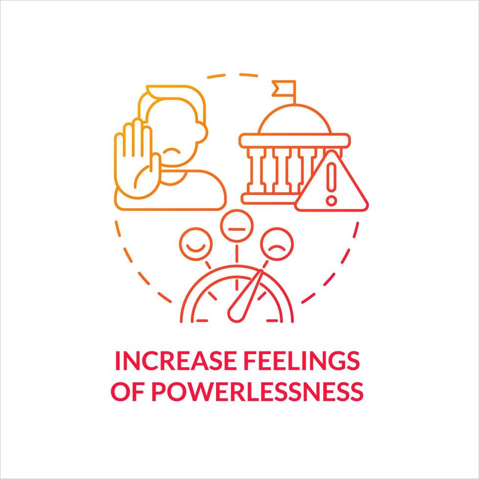 Increase feelings of powerlessness red gradient concept icon. Problems in society. Demotivated public policy abstract idea thin line illustration. Isolated outline drawing vector