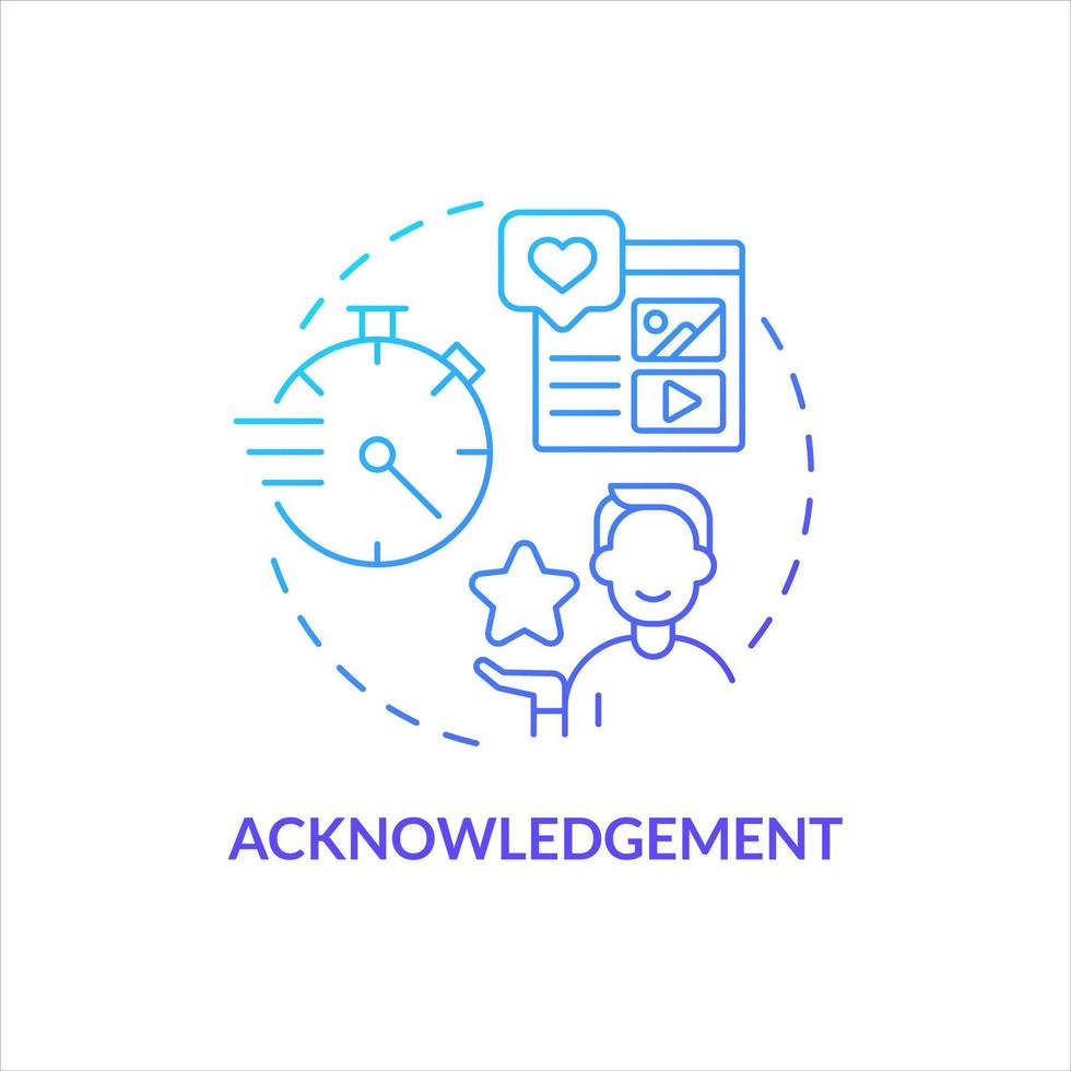 Acknowledgement blue gradient concept icon. Like social media post. Express approval. Audience feedback abstract idea thin line illustration. Isolated outline drawing vector