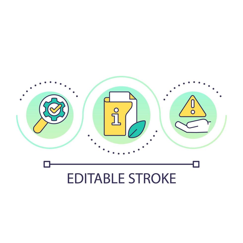 Search information about ecology loop concept icon. Check business sustainability. Eco-audit abstract idea thin line illustration. Isolated outline drawing. Editable stroke vector