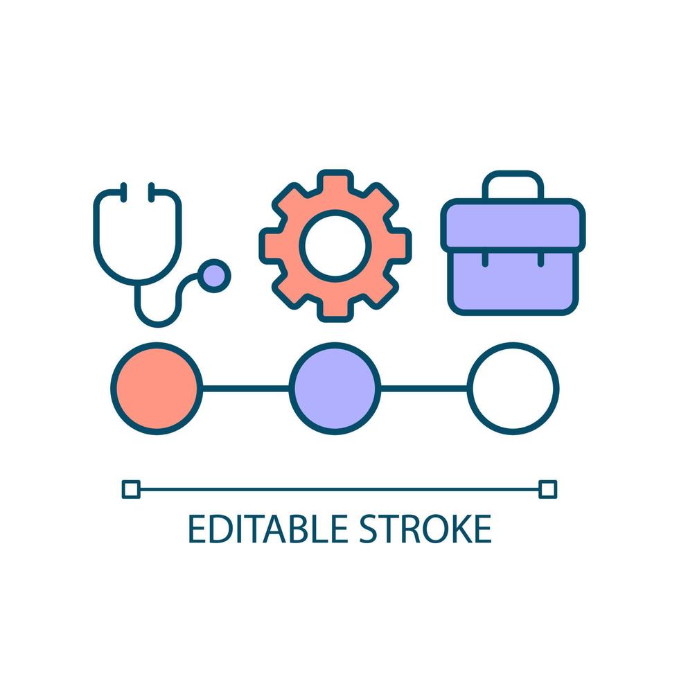 Health screening for employment RGB color icon. Medical checkup. Recruitment process. Hiring requirements. Isolated vector illustration. Simple filled line drawing. Editable stroke