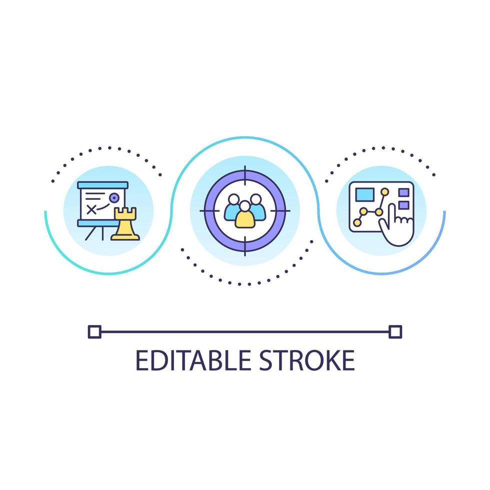 Create business plan loop concept icon. Beginner entrepreneur. Target audience. Start working from home abstract idea thin line illustration. Isolated outline drawing. Editable stroke vector