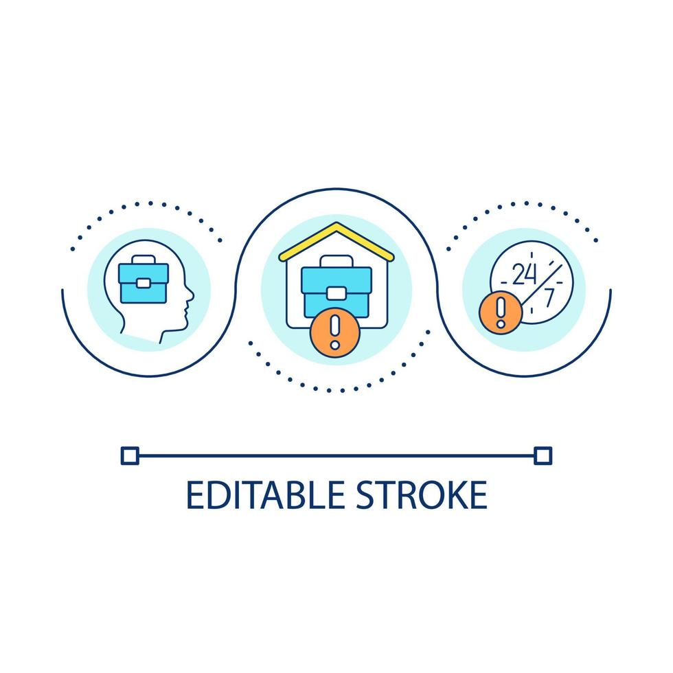 Home office inconvenience loop concept icon. Freelance job. Overworking hours. Lack of personal time abstract idea thin line illustration. Isolated outline drawing. Editable stroke vector