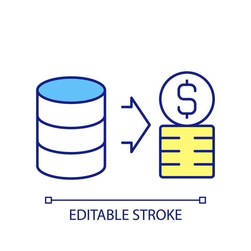 Data storage profit RGB color icon. Server service income. Database prices. Digital business revenue. Isolated vector illustration. Simple filled line drawing. Editable stroke