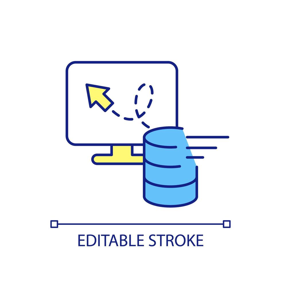 Quick data server response RGB color icon. Fast processing information. Database performance. Isolated vector illustration. Simple filled line drawing. Editable stroke