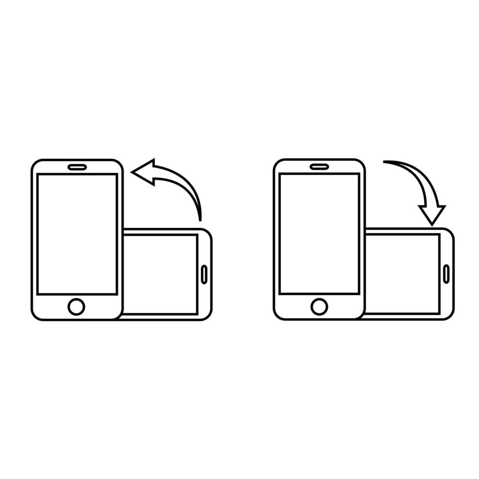 girar teléfono inteligente aislado icono. dispositivo rotación símbolo. móvil pantalla horizontal y vertical doblar. vector