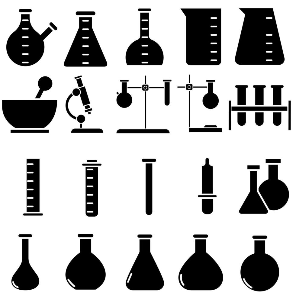 Laboratory icon vector set. analyzes illustration sign collectiob. test tube symbol. chemistry logo.