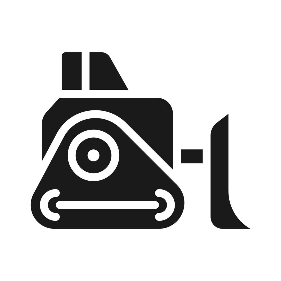 Bulldozer black glyph icon. Heavy materials pushing. Coal mining vehicle. Heavy industry machine, equipment. Silhouette symbol on white space. Solid pictogram. Vector isolated illustration