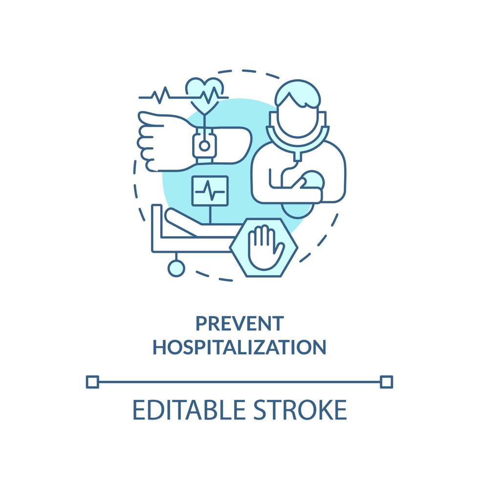 Prevent hospitalization blue concept icon. Goal of chronic disease management abstract idea thin line illustration. Isolated outline drawing. Editable stroke vector