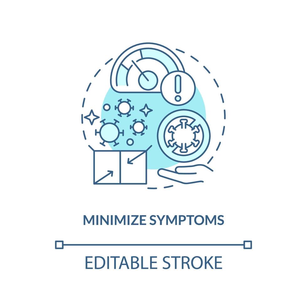 Minimize symptoms blue concept icon. Treatment. Goal of chronic disease management abstract idea thin line illustration. Isolated outline drawing. Editable stroke vector