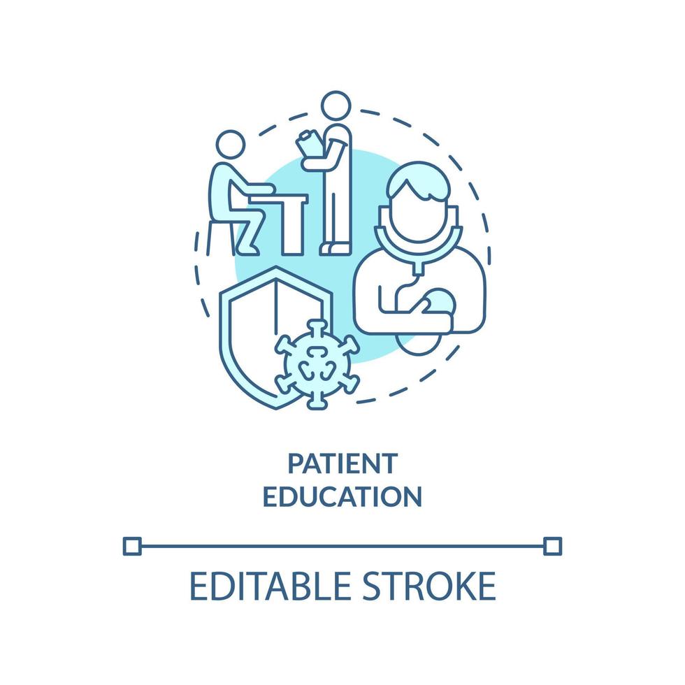 Patient education blue concept icon. Illness awareness. Chronic disease management abstract idea thin line illustration. Isolated outline drawing. Editable stroke vector