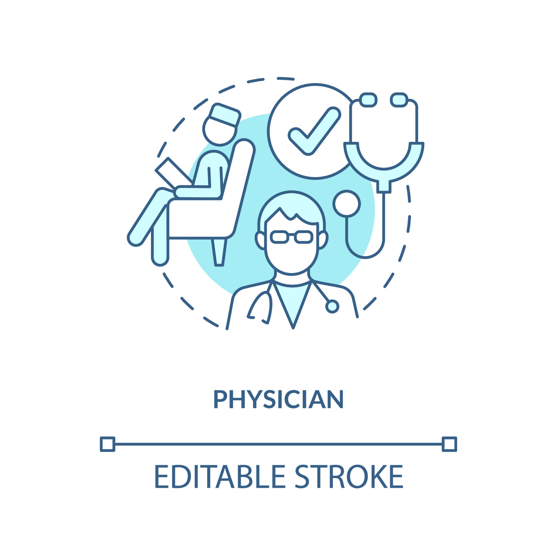 Physician blue concept icon. Medical practitioner. Chronic care