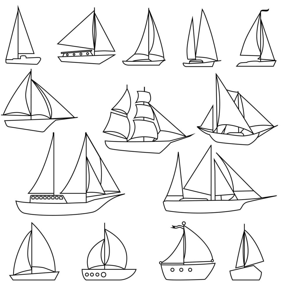 Sailboat icon vector set. yacht illustration sign collection. sailing ship symbol. sailfish logo.