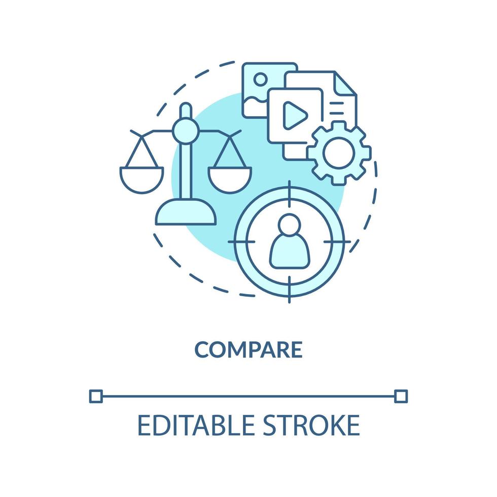 Compare and analyze turquoise concept icon vector