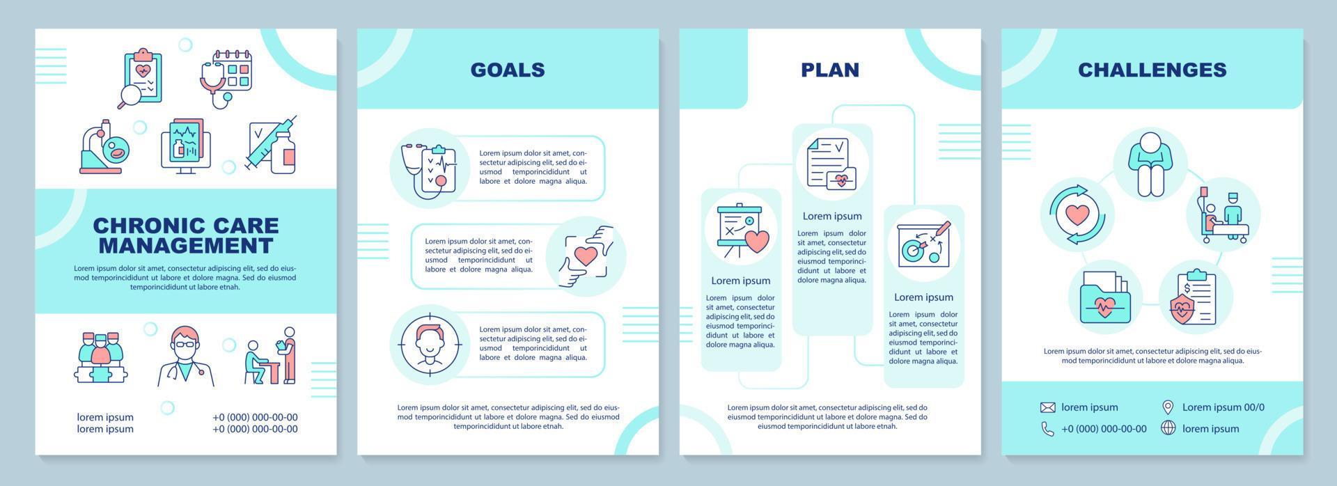 Chronic care management turquoise brochure template. Leaflet design Chronic care management turquoise brochure template. Leaflet design