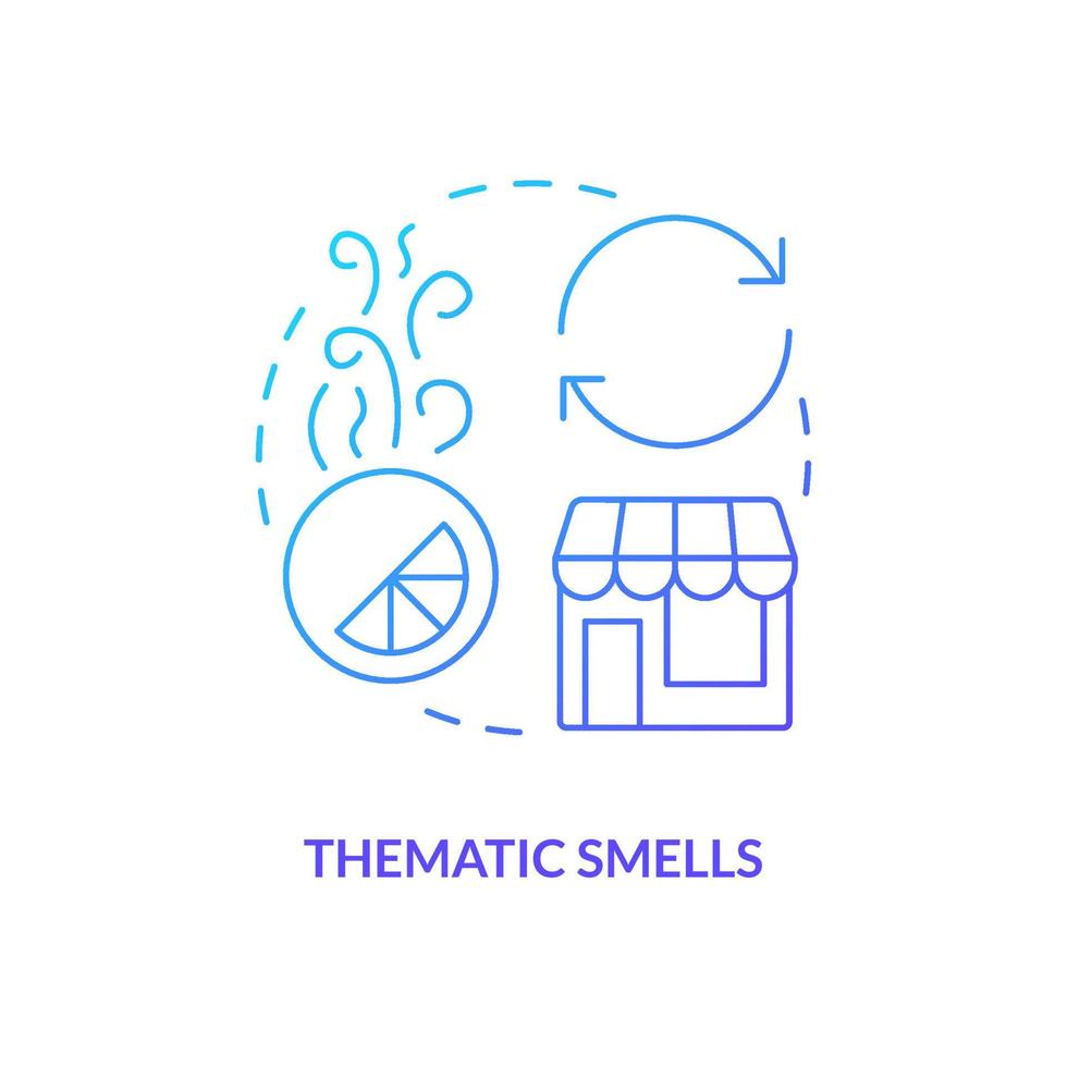 Thematic smells blue gradient concept icon. Scent advertising type abstract idea thin line illustration. Physical space with brand fragrance. Isolated outline drawing vector