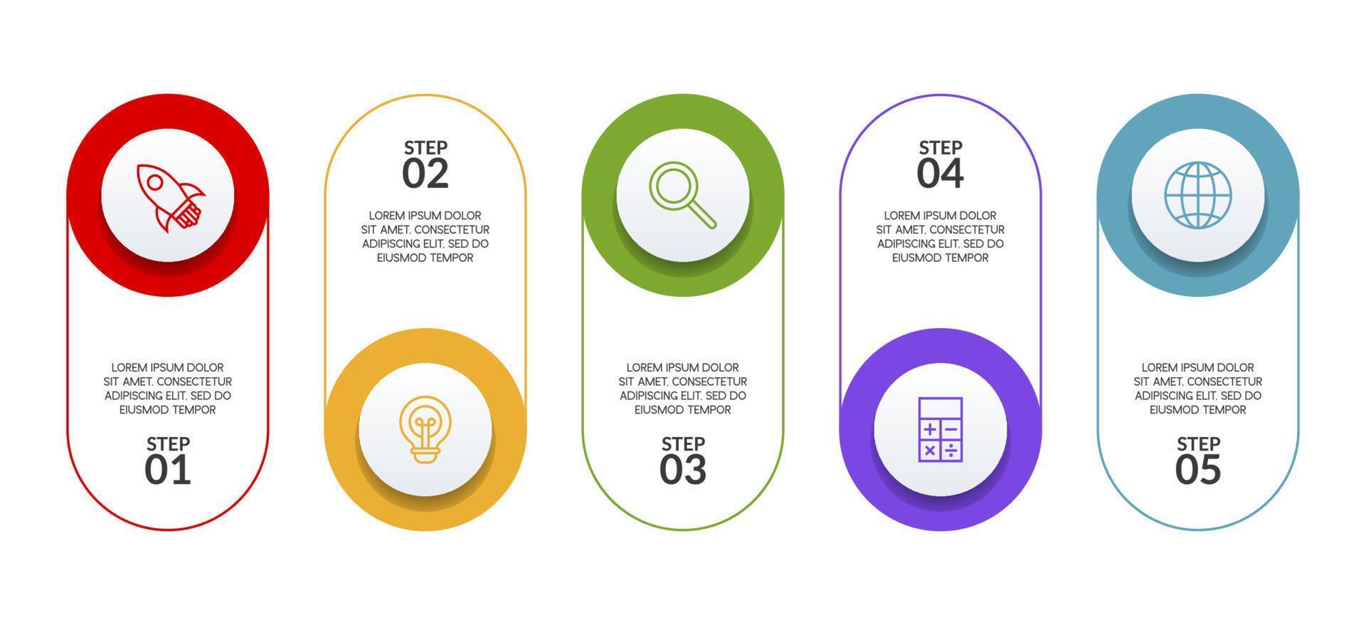 Infographics design template and icons with 5 options or 5 steps vector