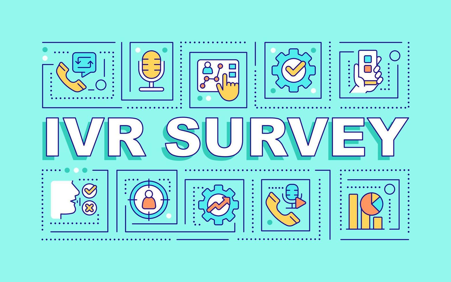 IVR survey word concepts blue banner. Online customer satisfaction poll. Infographics with editable icons on color background. Isolated typography. Vector illustration with text