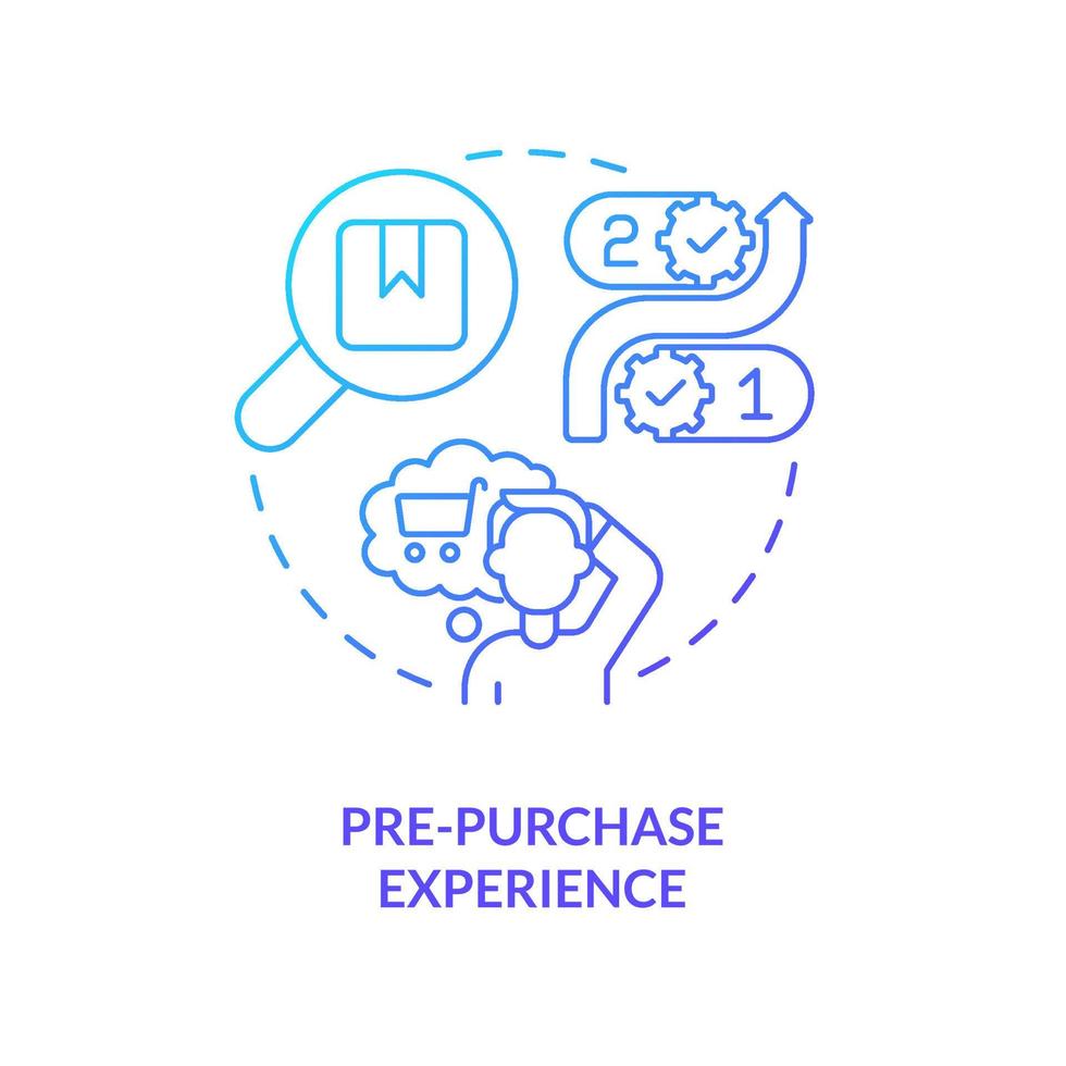 Pre-purchase experience blue gradient concept icon. All-round sensory communication abstract idea thin line illustration. Make decisions. Isolated outline drawing vector
