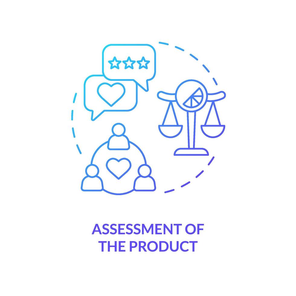 Assessment of product blue gradient concept icon. Sensory impact on customer behavior abstract idea thin line illustration. Consumer behavior. Isolated outline drawing vector