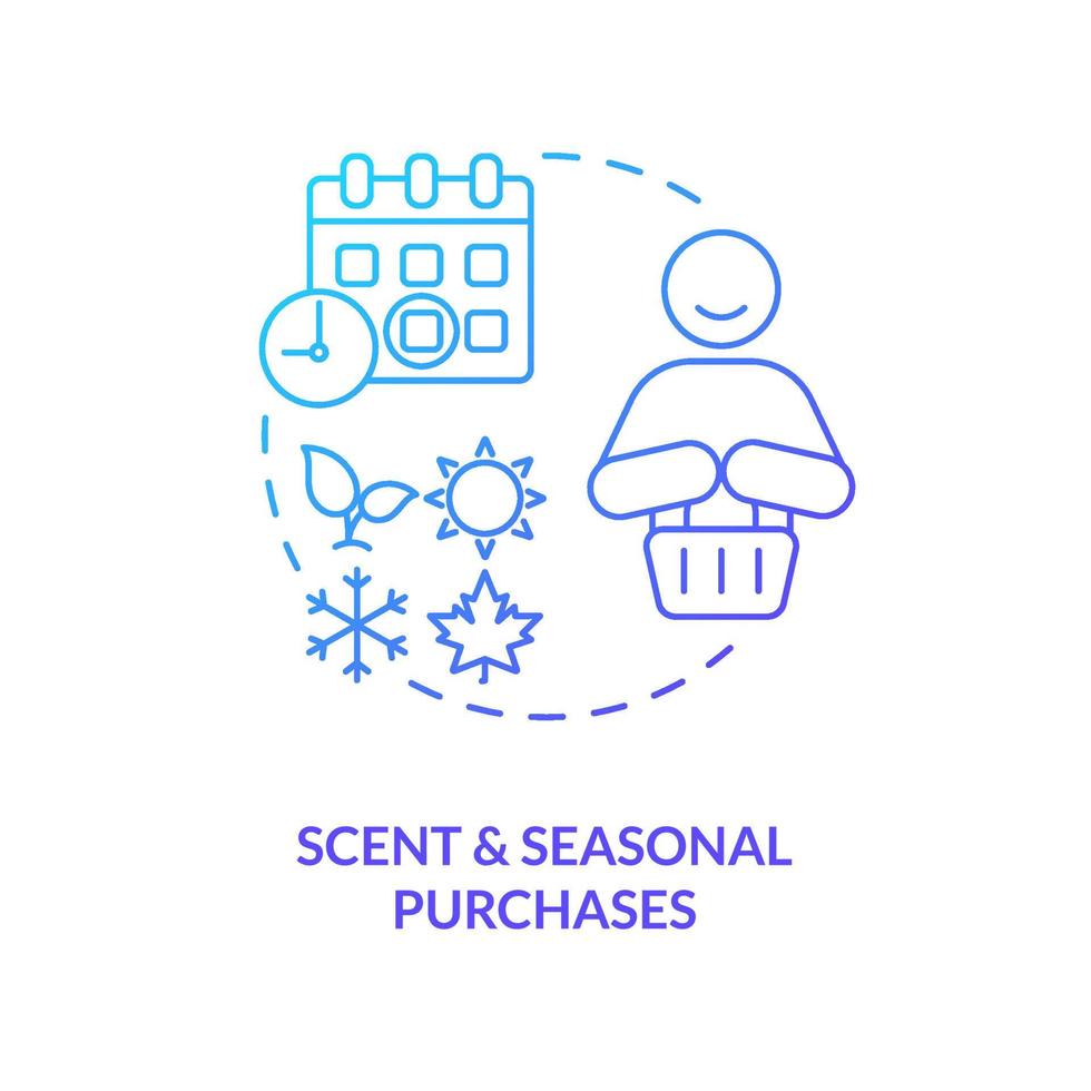 Scent and seasonal purchases blue gradient concept icon. Aroma marketing in commerce abstract idea thin line illustration. Fragrances. Isolated outline drawing vector