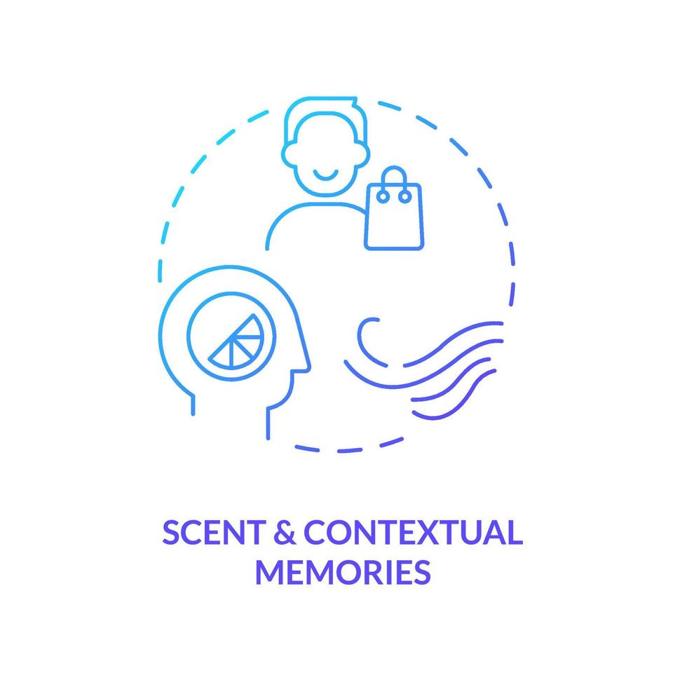 Scent and contextual memories blue gradient concept icon. Olfactory marketing in retail abstract idea thin line illustration. Boost mood. Isolated outline drawing vector