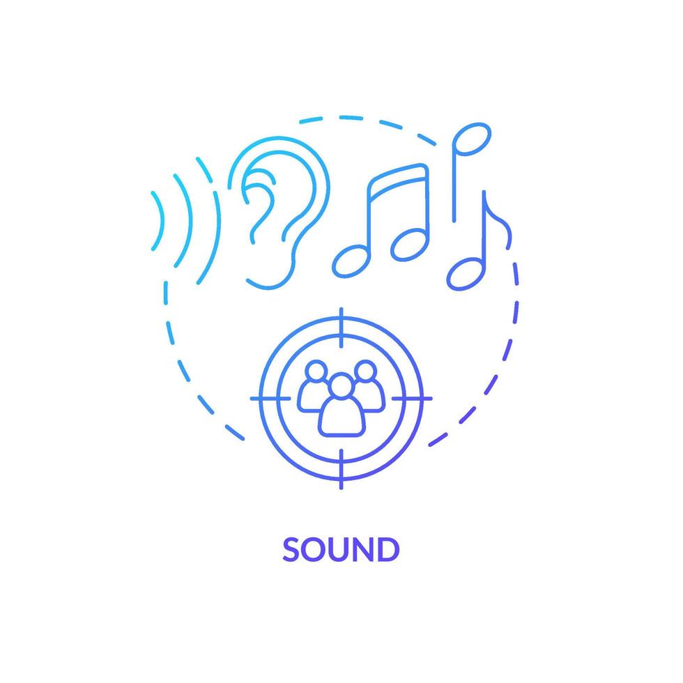 Sound blue gradient concept icon. Sensory branding sense abstract idea thin line illustration. Affecting customer perceptions. Memorable music. Isolated outline drawing vector