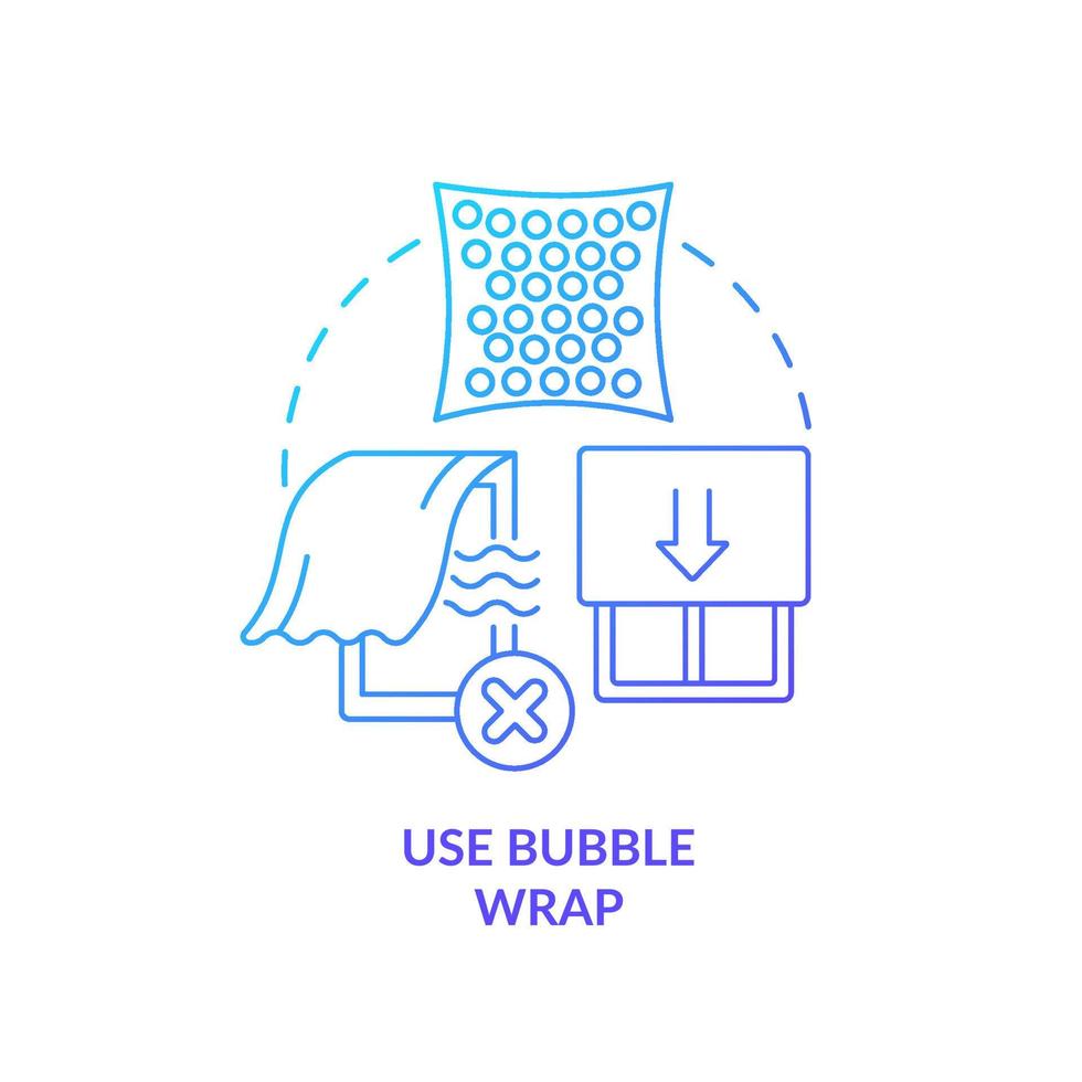 Use bubble wrap blue gradient concept icon. Winterized house. Window insulation. Draughts proof abstract idea thin line illustration. Isolated outline drawing vector