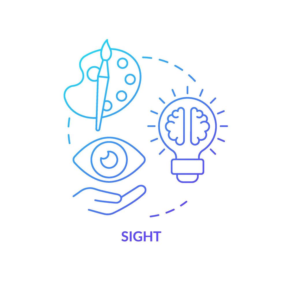 Sight blue gradient concept icon. Sensory receptor in advertising abstract idea thin line illustration. Well-designed logo. Color scheme. Isolated outline drawing vector