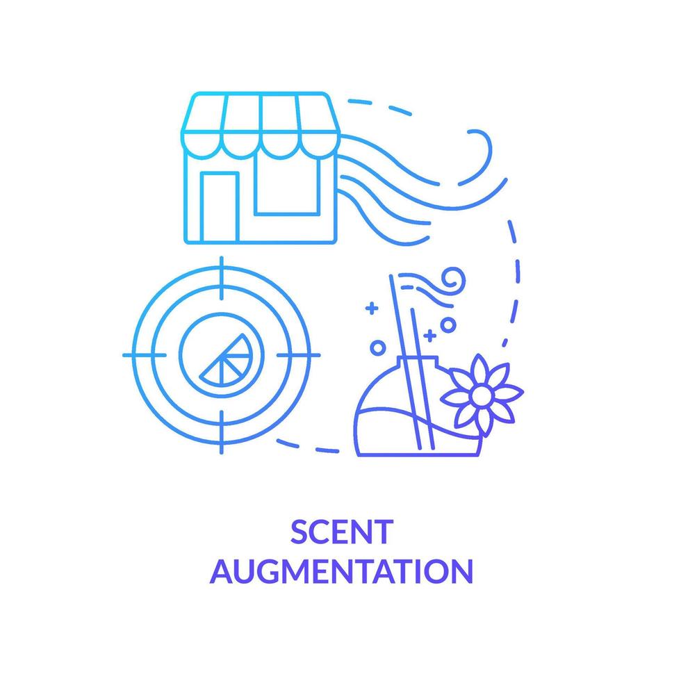 Scent augmentation blue gradient concept icon. Smell sensory marketing in retail abstract idea thin line illustration. Fragrance in store. Isolated outline drawing vector