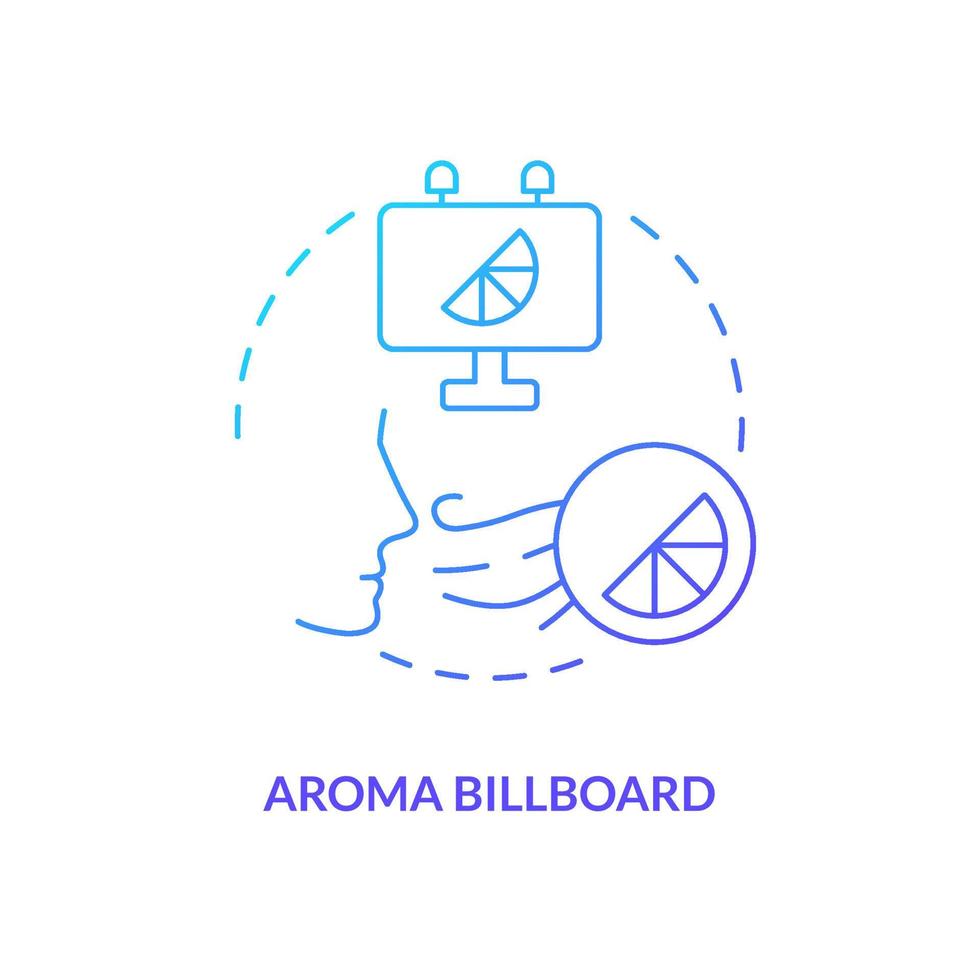 Aroma billboard blue gradient concept icon. Scent marketing type abstract idea thin line illustration. Advertising technique. Noticeable fragrance. Isolated outline drawing vector