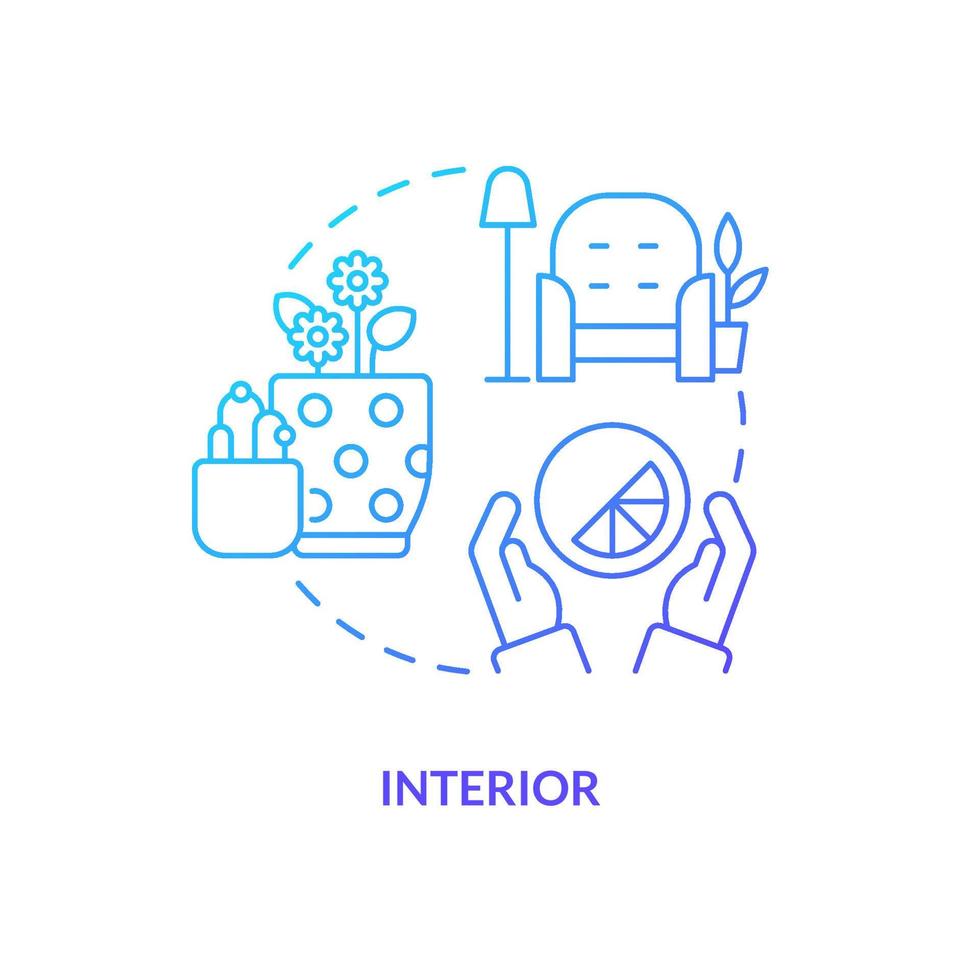 Interior blue gradient concept icon. Visual sense in retail experience abstract idea thin line illustration. Encourage customers to stay. Isolated outline drawing vector