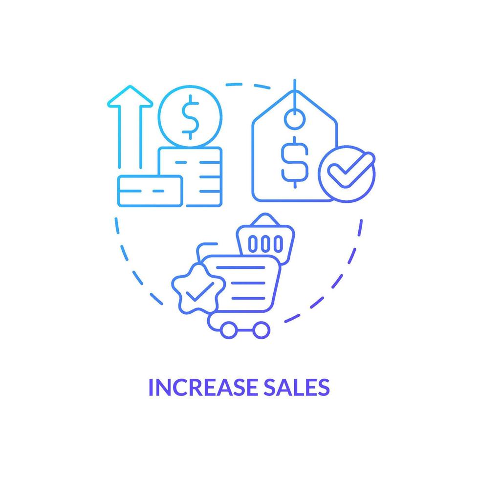 Increase sales blue gradient concept icon. Ambient scent marketing advantage abstract idea thin line illustration. Business plan and profits. Isolated outline drawing vector