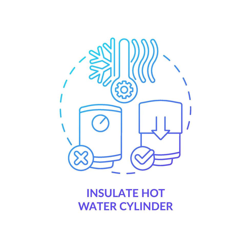 Insulate hot water tank blue gradient concept icon. Boiler blanket. Reduce losing heat. Saving energy abstract idea thin line illustration. Isolated outline drawing vector