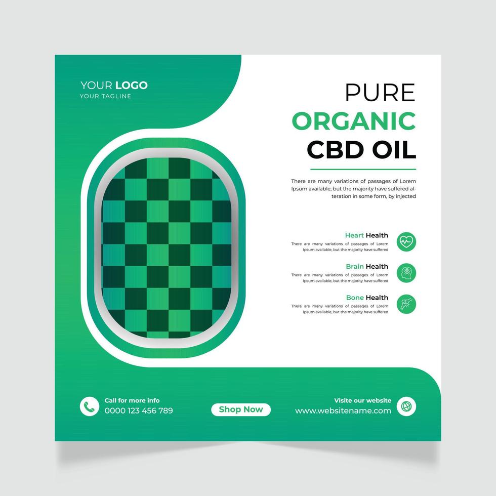 plantilla de diseño de banner de publicación de redes sociales de aceite de cbd de producto de cáñamo vector