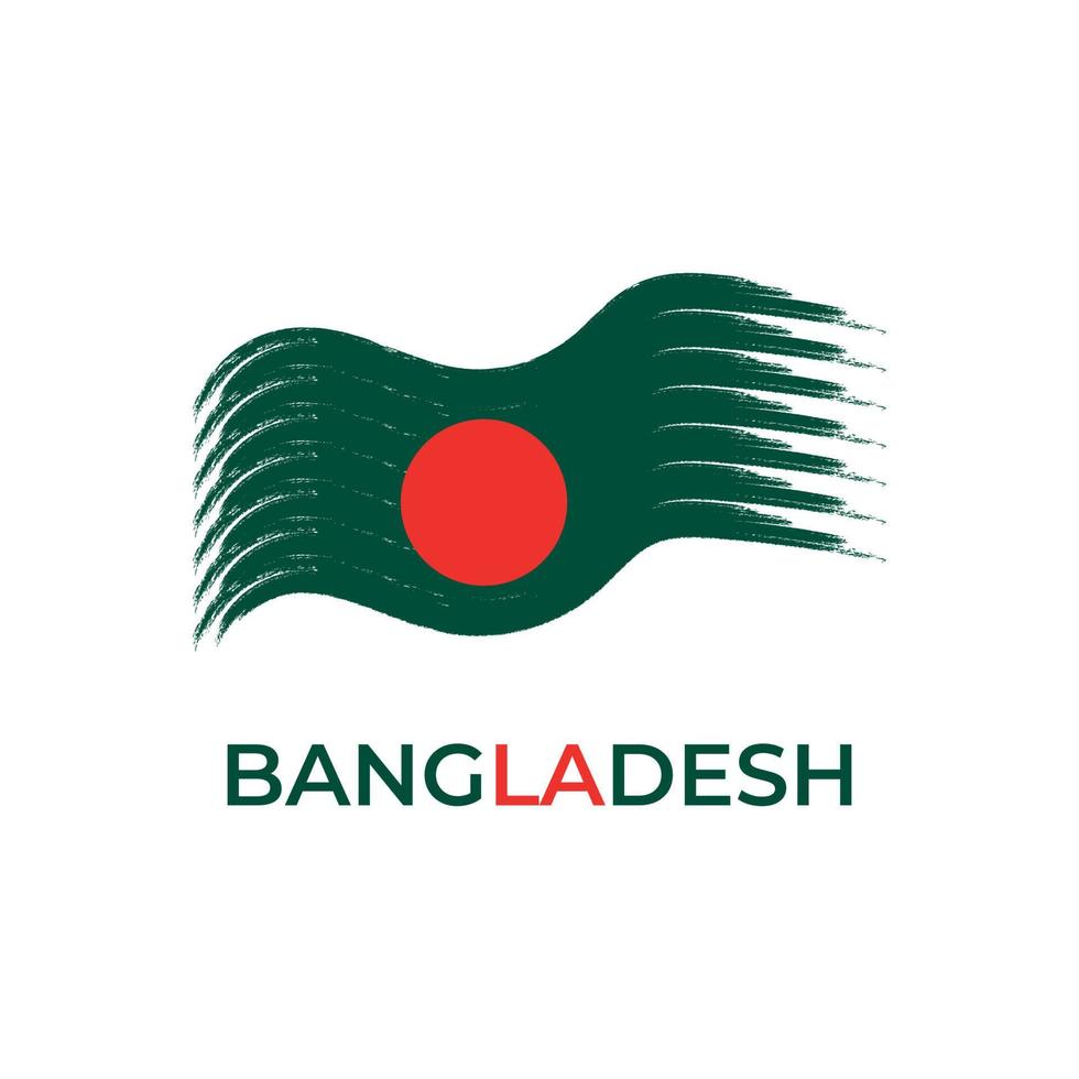 Happy independence day of Bangladesh with national flag. vector