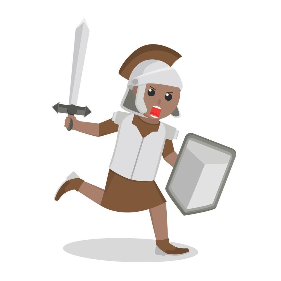 Gladiator african use sword and shield design character on white background vector