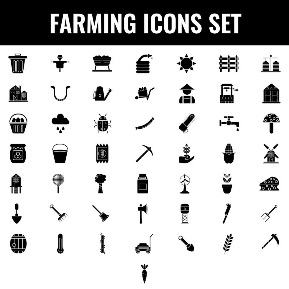BW illustration of Farming icon set. vector