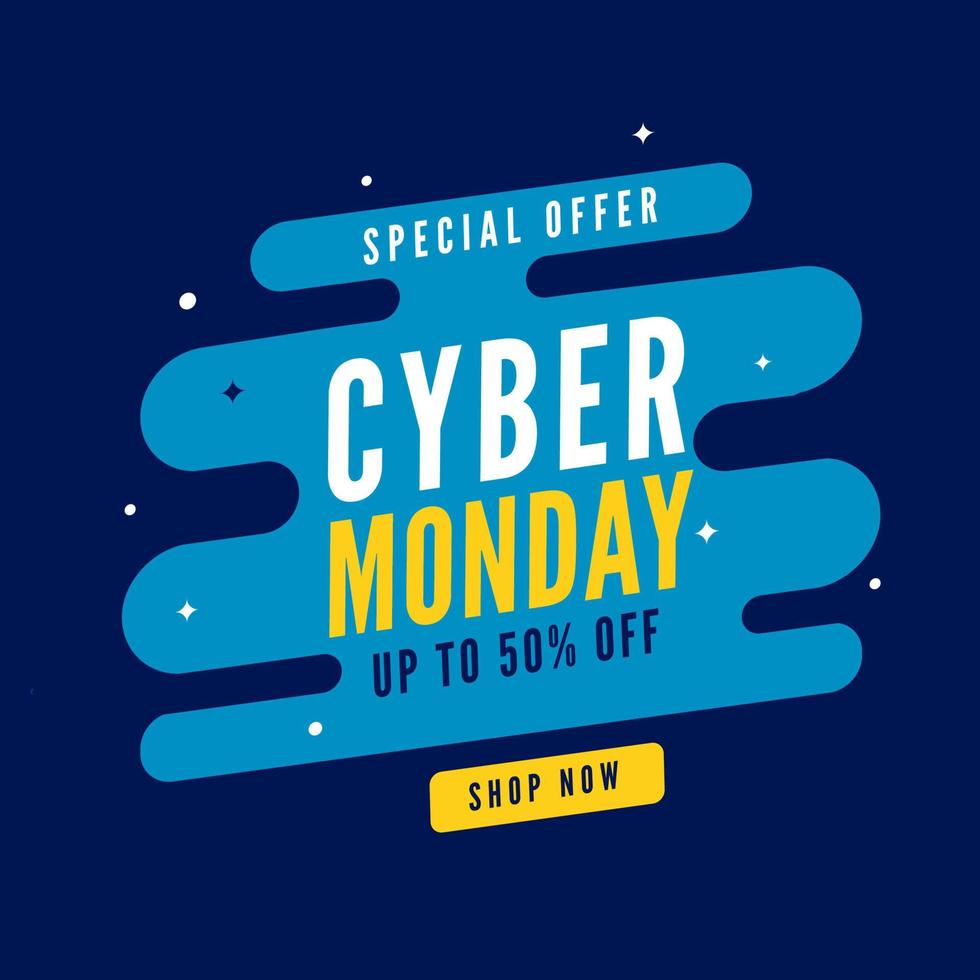 Cyber Monday Sale Poster Design in Blue Color. vector