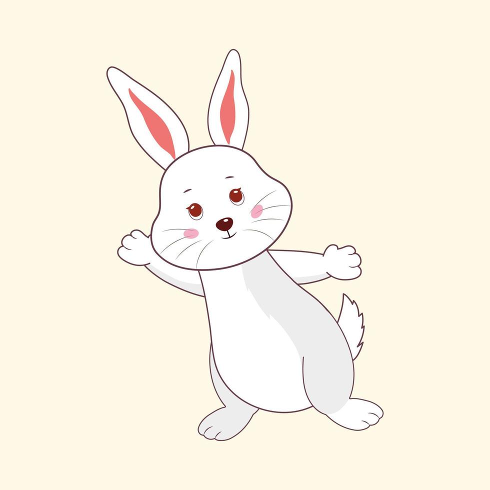 Funny Rabbit Character On Cosmic Latte Background. vector