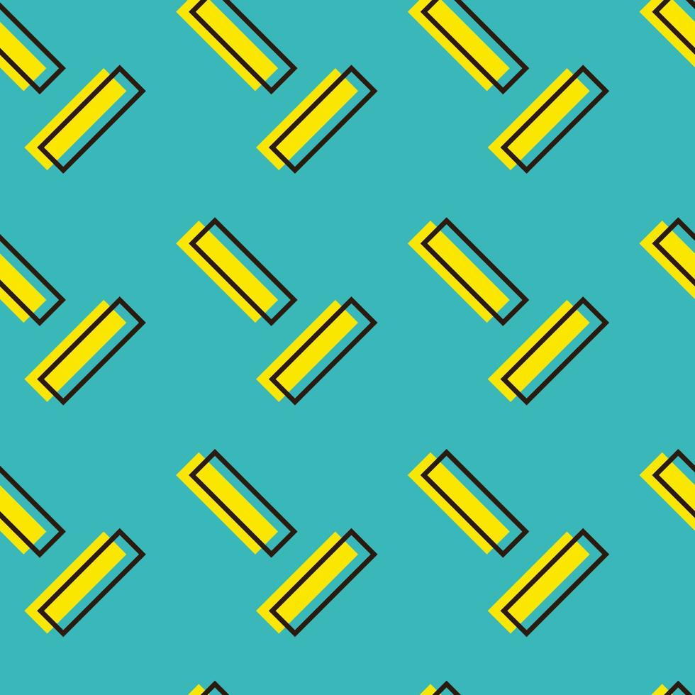 Seamless Pattern Of Crosshatched Or Graphic Rectangles Background In Blue And Yellow Color. vector