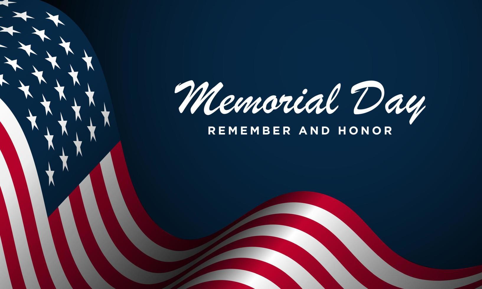 Memorial Day Background Design. Remember and Honor. Banner Design. USA flag on blue background. vector