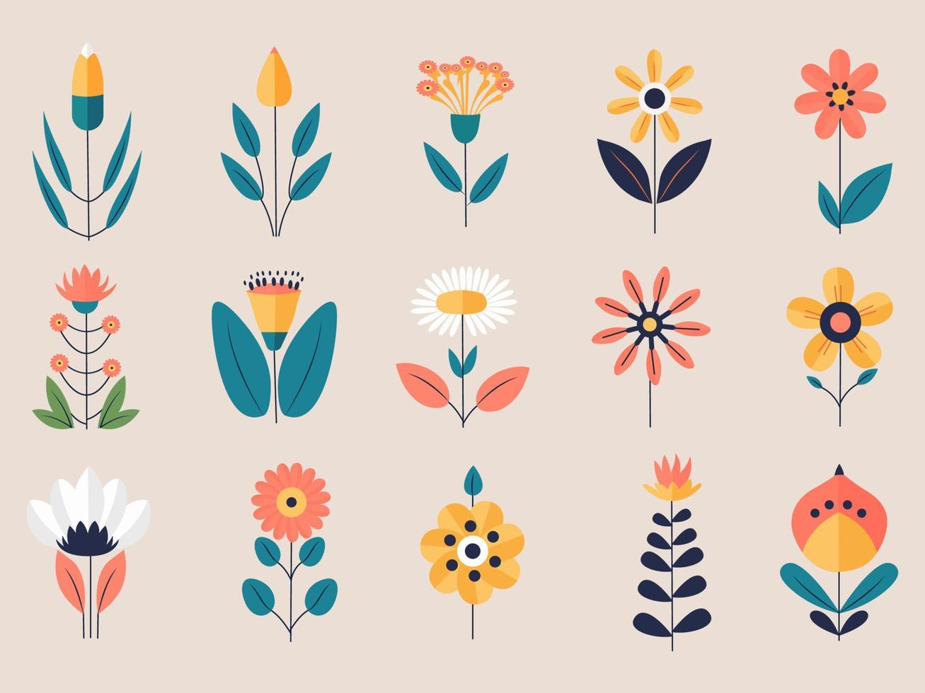 Isolated Vector Illustration Of Beautiful Flower Plant Set.