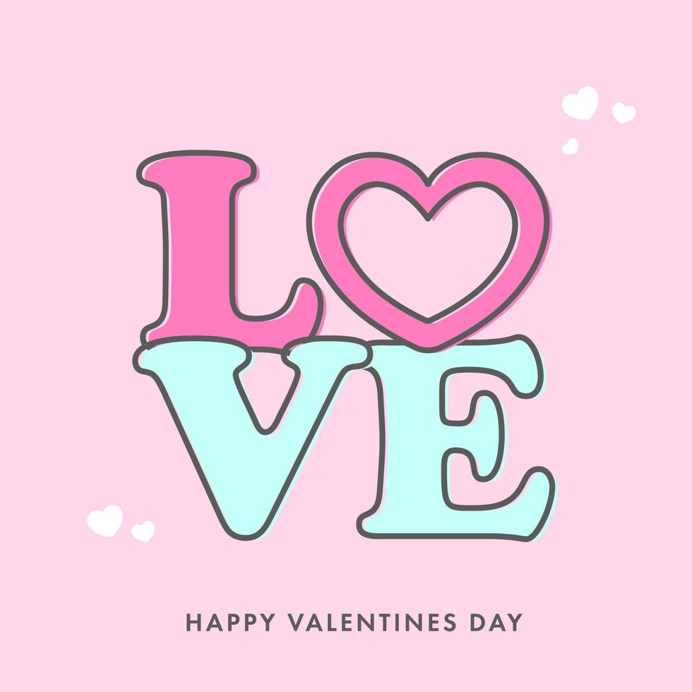 Happy Valentine's Day Concept, LOVE Text With Heart On Pink Background. vector