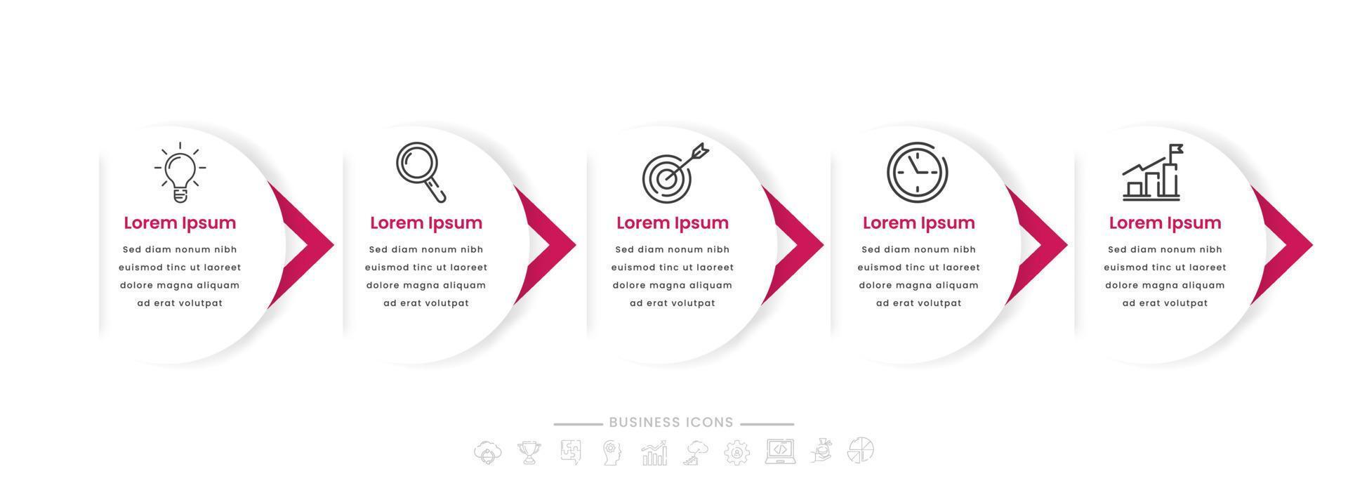 Infographic Timeline Powerpoint Template With Business Icons And 5 Options or Steps. vector