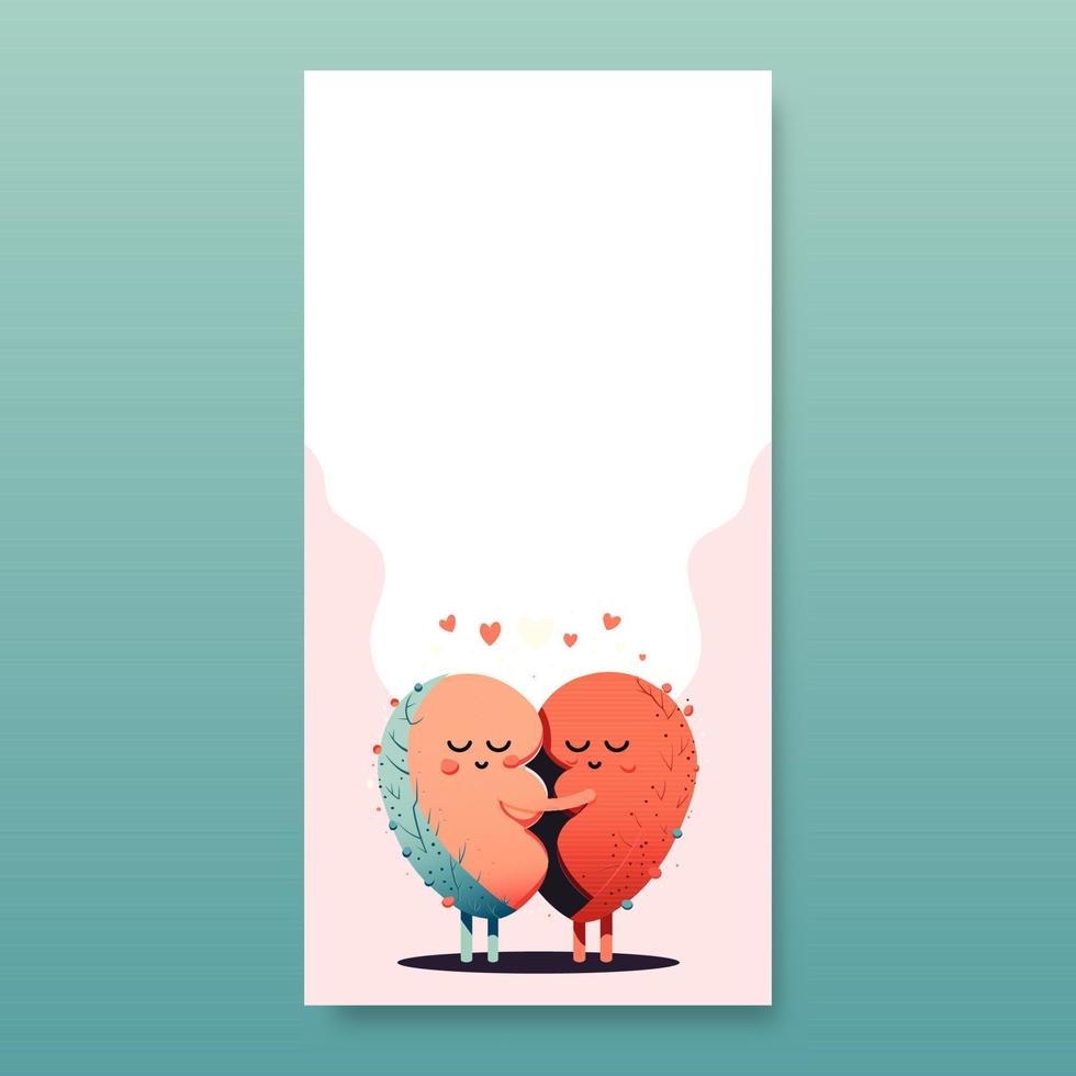 Vector Illustration of Embracing Potato Couple And Copy Space. Fall In Love Concept.