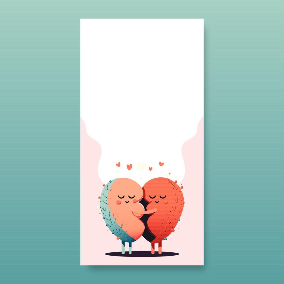 vector ilustración de abrazando patata Pareja y Copiar espacio. otoño en amor concepto.